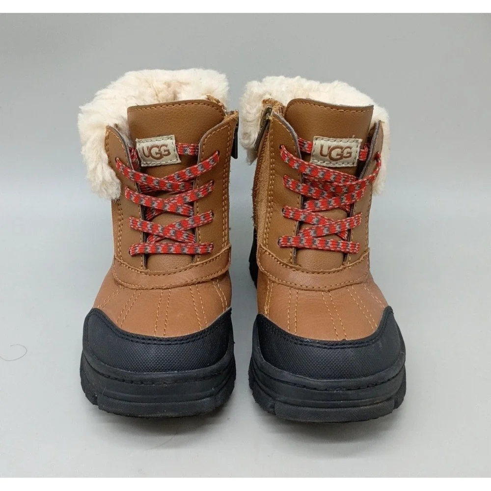 UGG Kids Yose Puff Winter Boots Chestnut Waterproof Faux Fur Size 12 Toddler